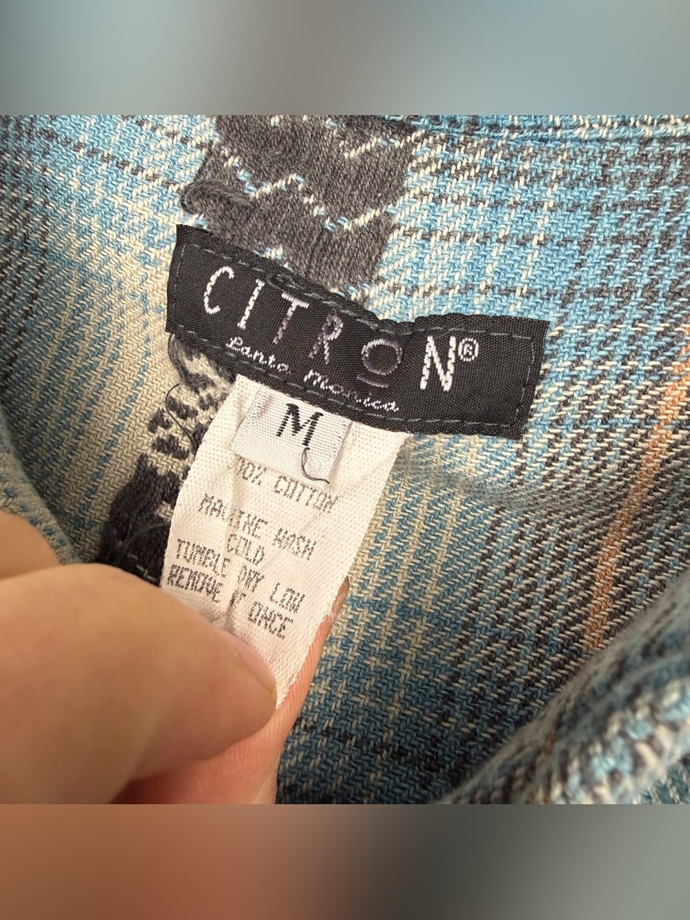 Citron Western Plaid Lagenlook Button Tribal Shirt - Picture 4 of 4